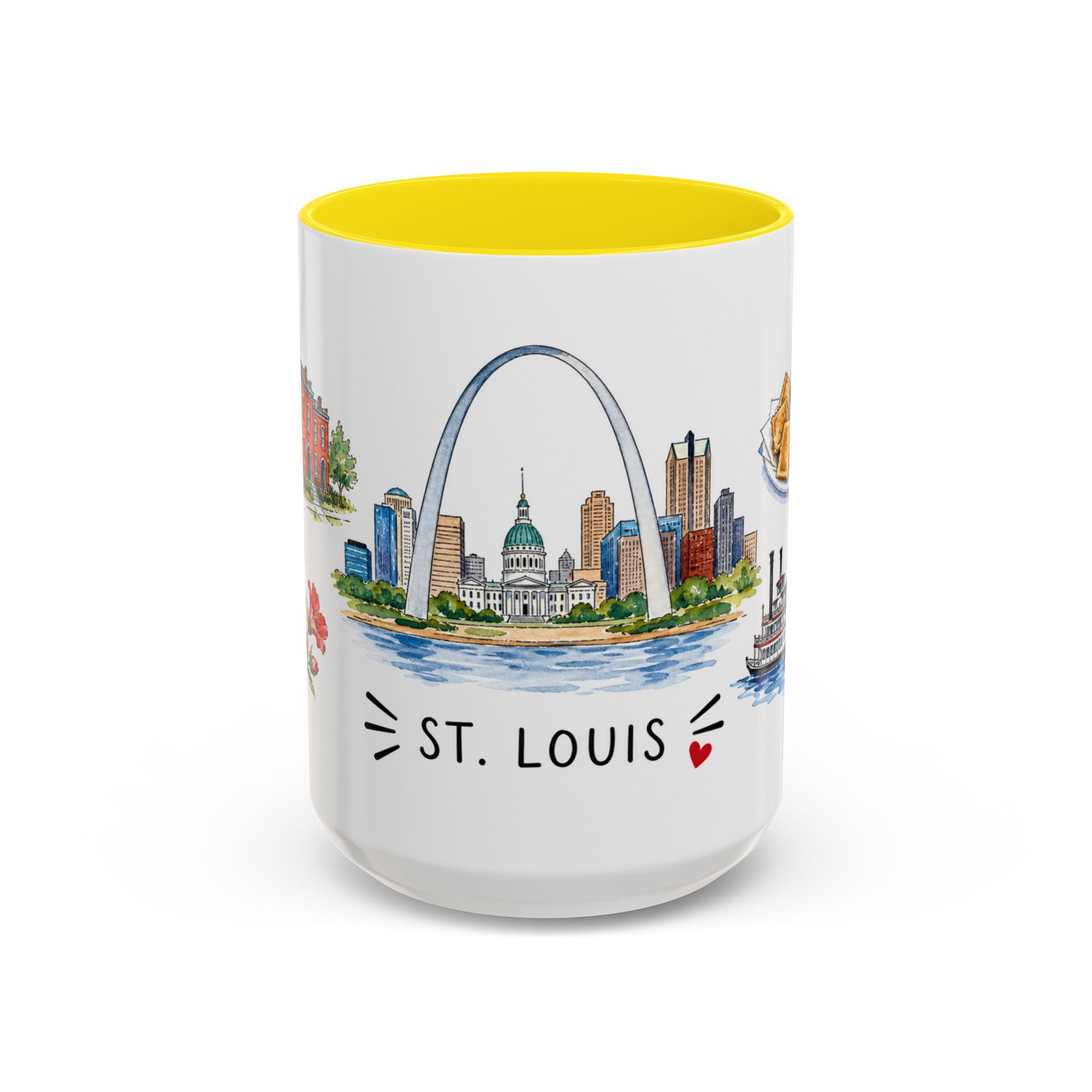St. Louis Illustrated Travel Mug | City Souvenir Accent Coffee Mug | 11oz 15oz Ceramic Cup