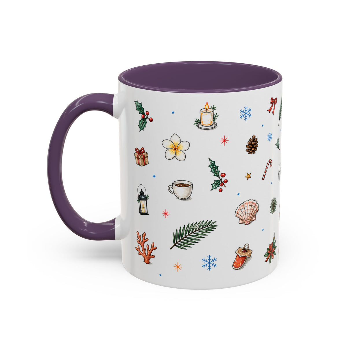 Honolulu Christmas Mug | Watercolor City Souvenir | Ceramic Coffee Cup (11oz 15oz)