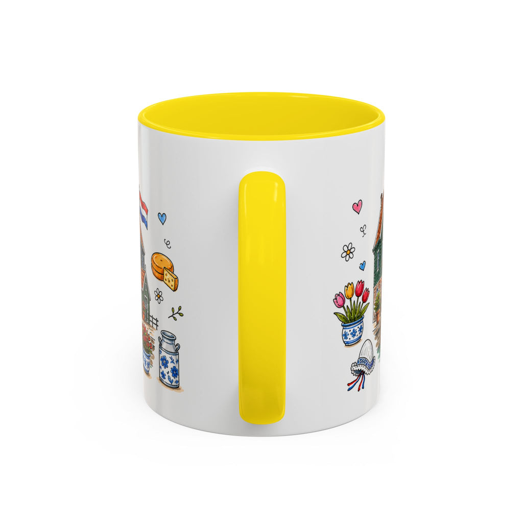 Volendam Illustrated Travel Mug | Netherlands Souvenir Accent Coffee Mug | 11oz 15oz Ceramic Cup