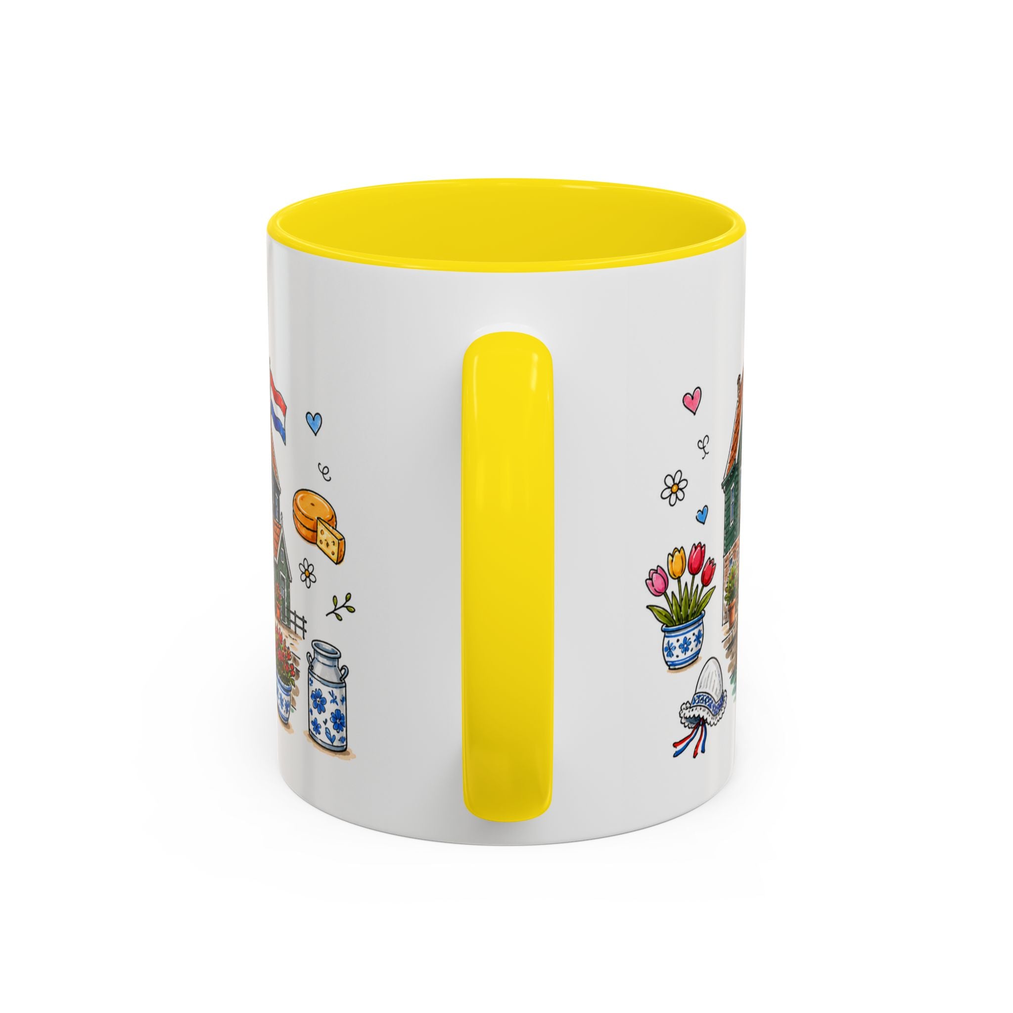 Volendam Illustrated Travel Mug | Netherlands Souvenir Accent Coffee Mug | 11oz 15oz Ceramic Cup