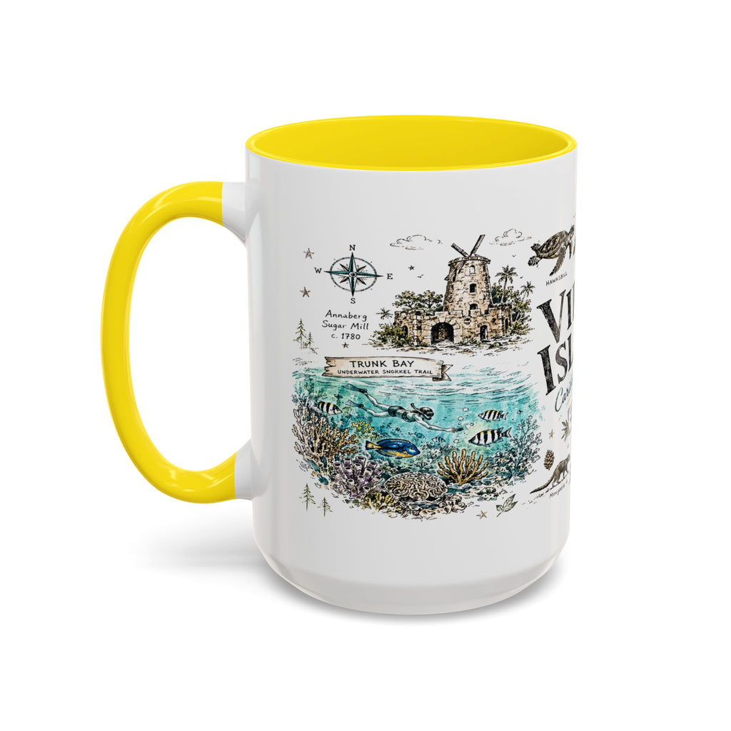 Virgin Islands National Park Coffee Mug | Caribbean Beach Snorkeling Reef Gift | Accent Color Ceramic 11oz 15oz