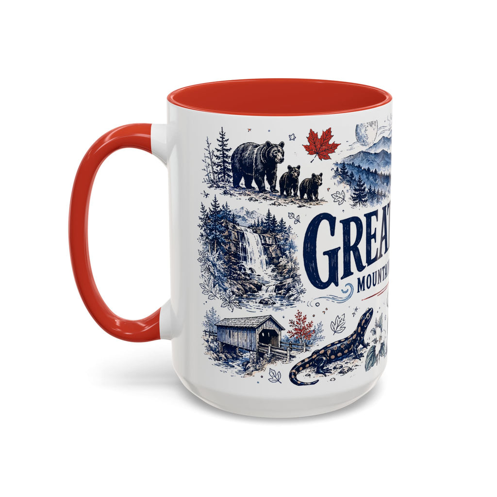Great Smoky Mountains Coffee Mug | National Park Hiking Gift | Accent Color Ceramic 11oz 15oz