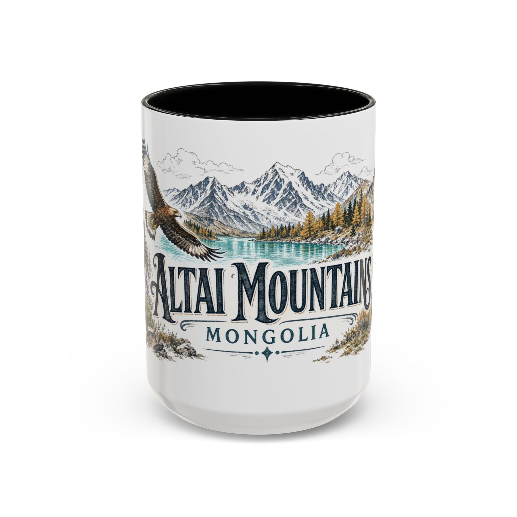 Altai Mountains Mug, Mongolia Travel Souvenir, Bucket List Gift, Accent Ceramic Coffee Mug 11oz 15oz