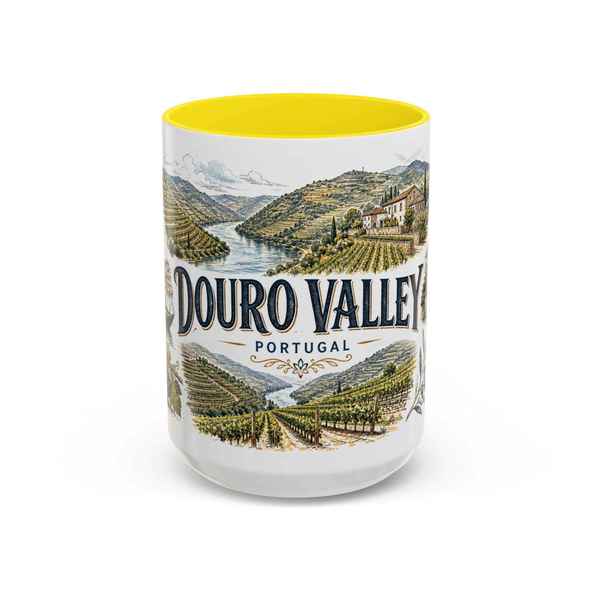 Douro Valley Mug, Portugal Travel Souvenir, Bucket List Gift, Accent Ceramic Coffee Mug 11oz 15oz