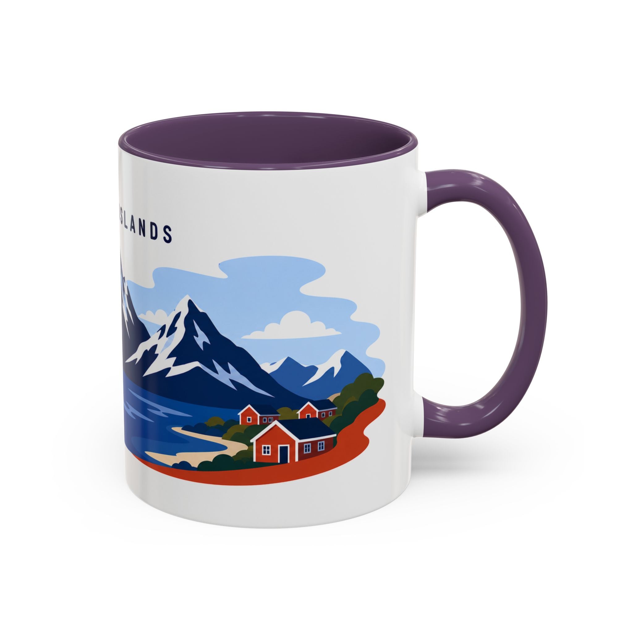 Lofoten Islands Coffee Mug | Travel Destination Souvenir Gift | Accent Color Ceramic 11oz 15oz