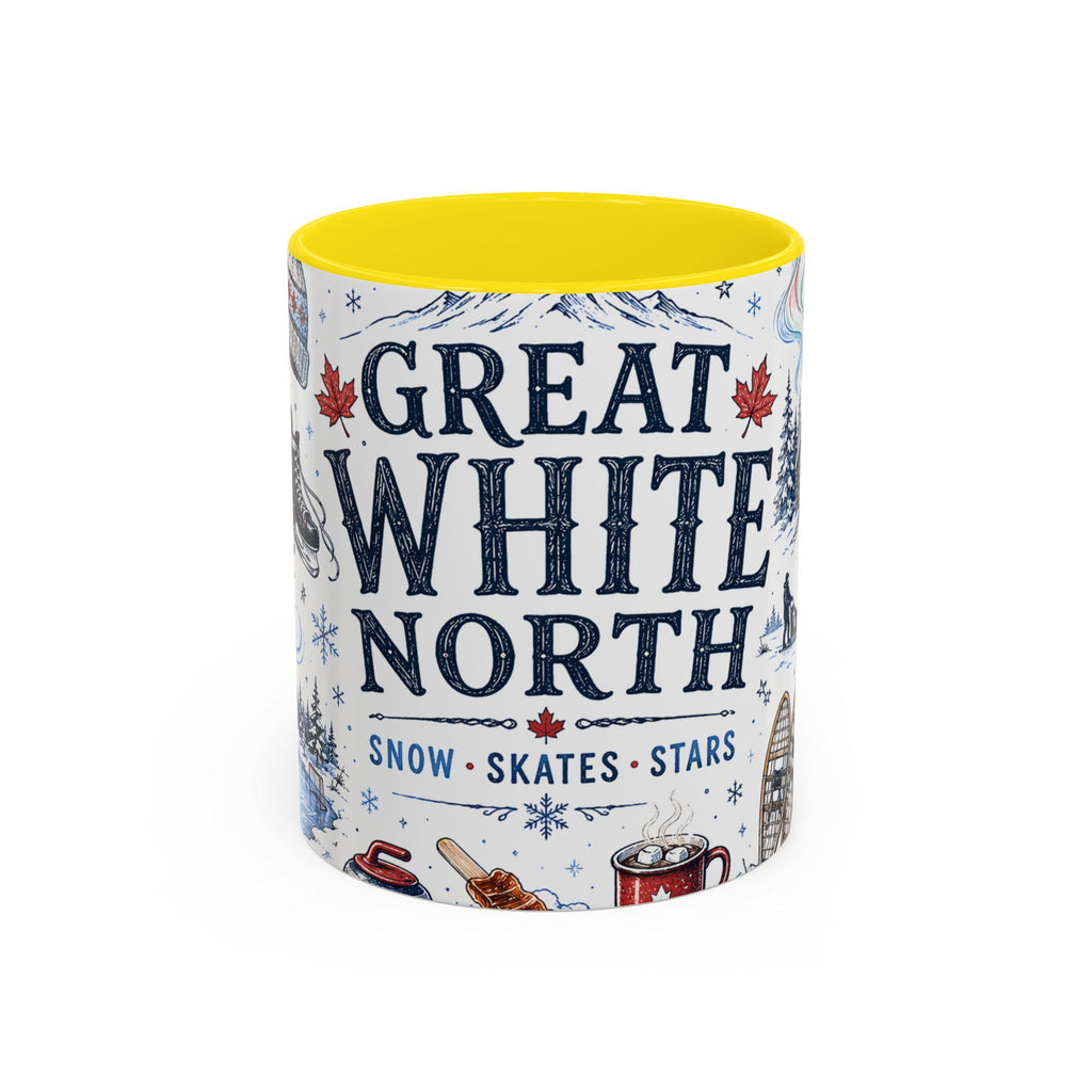 Great White North Coffee Mug | Canadian Pride Gift | Accent Color Ceramic 11oz 15oz
