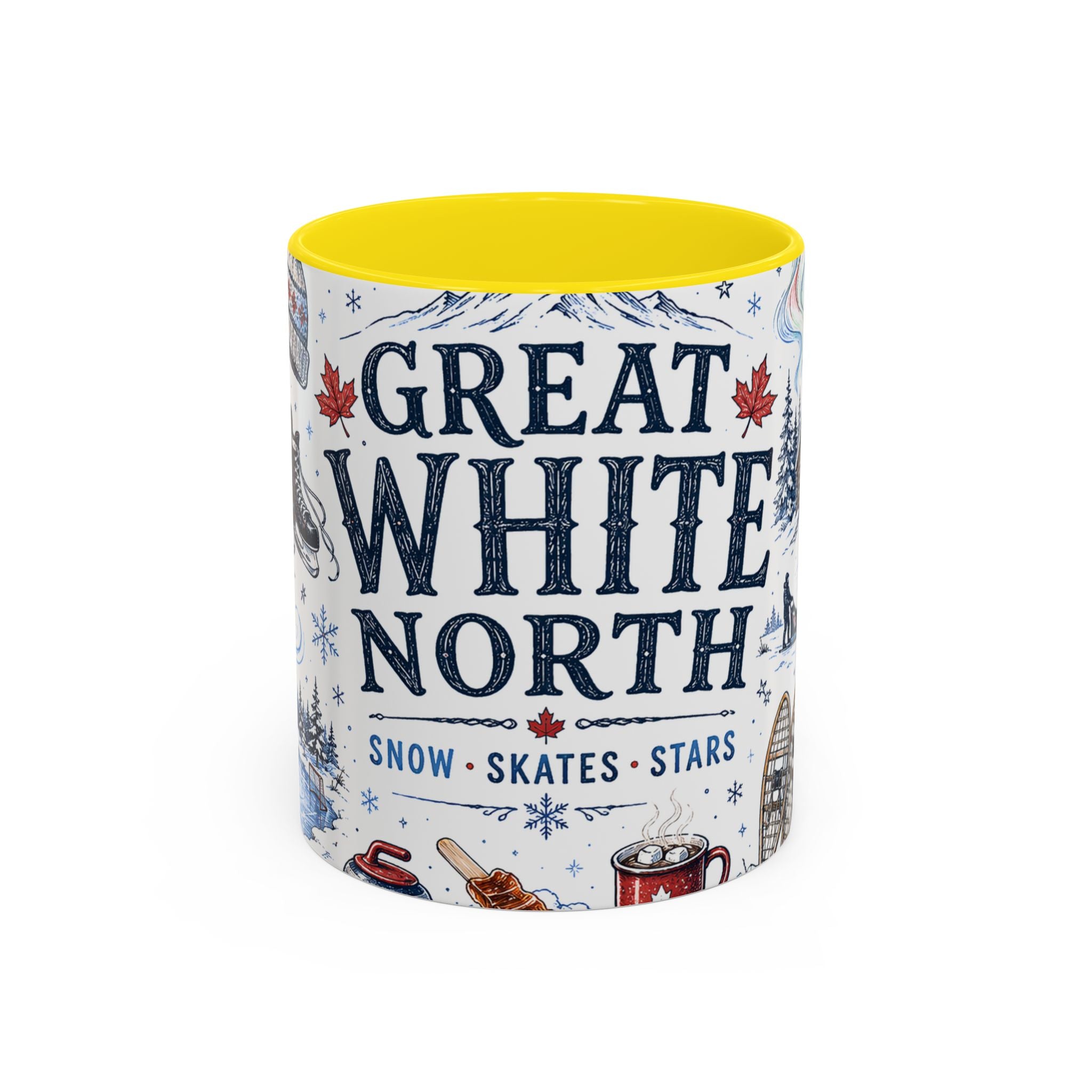 Great White North Coffee Mug | Canadian Pride Gift | Accent Color Ceramic 11oz 15oz