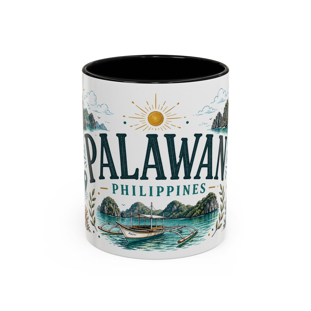 Palawan Coffee Mug | Travel Destination Souvenir Gift | Accent Color Ceramic 11oz 15oz