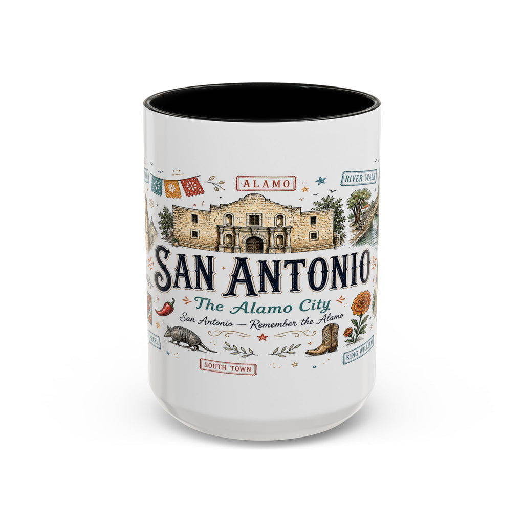 San Antonio Coffee Mug | Texas Souvenir City Gift | Accent Color Ceramic 11oz 15oz