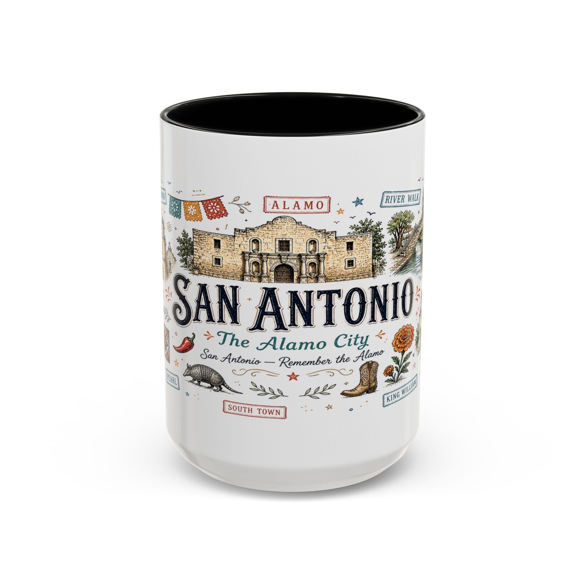 San Antonio Coffee Mug | Texas Souvenir City Gift | Accent Color Ceramic 11oz 15oz
