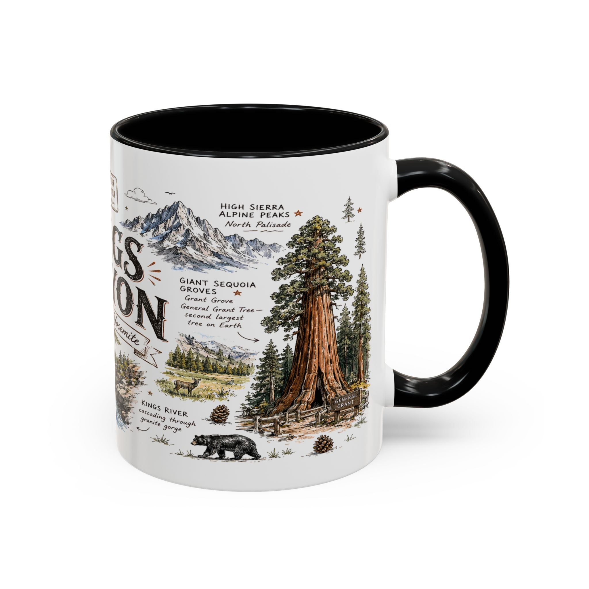Kings Canyon National Park Coffee Mug | California Sierra Nevada Sequoia Gift | Accent Color Ceramic 11oz 15oz