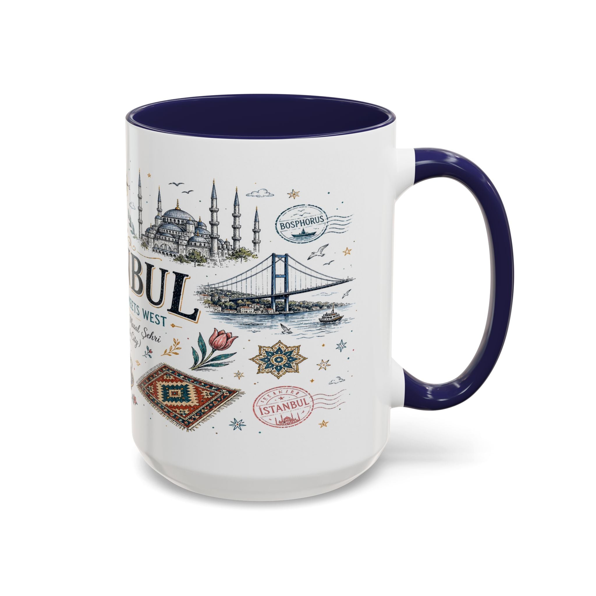 Istanbul Coffee Mug | Turkey Souvenir Travel Gift | Accent Color Ceramic 11oz 15oz