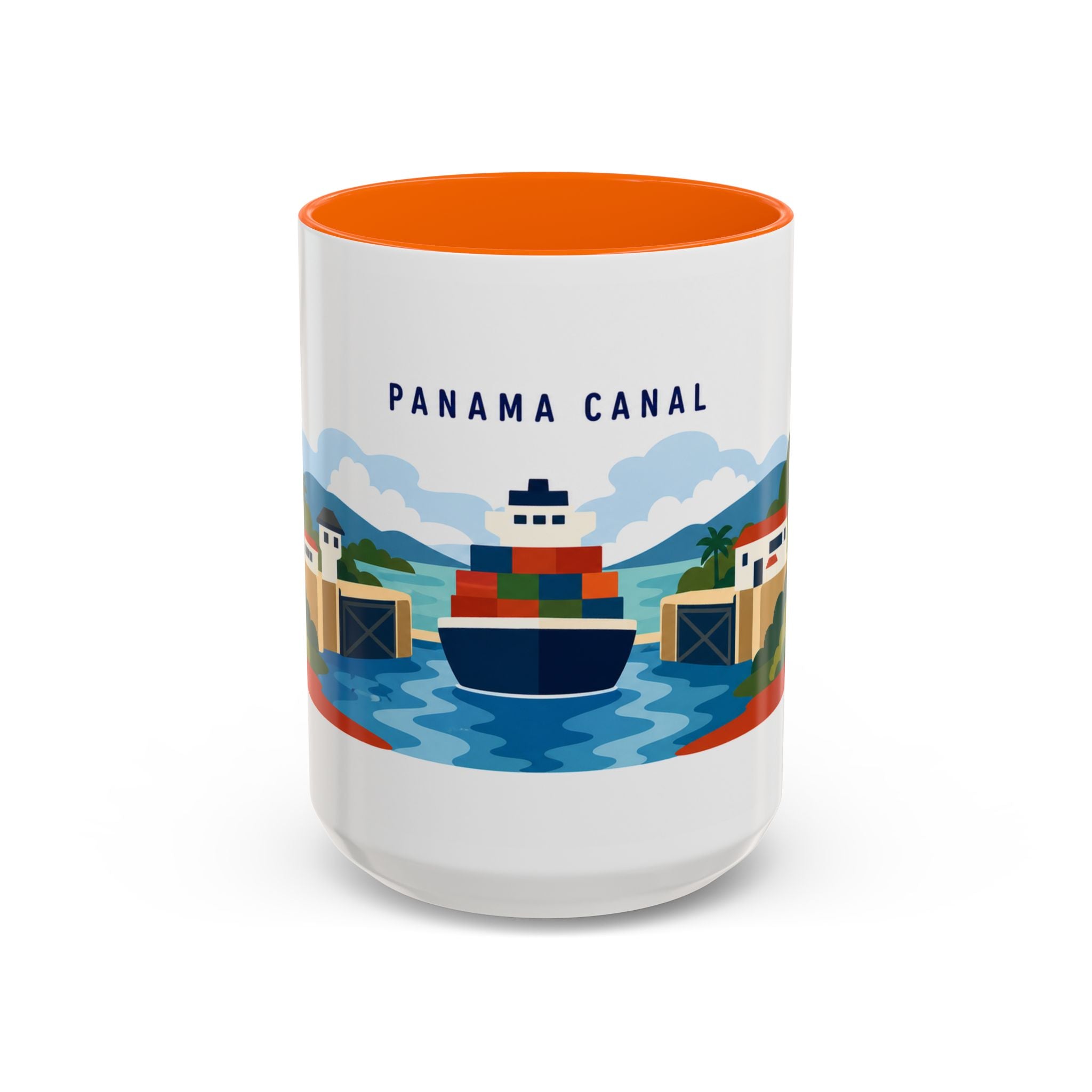 Panama Canal Coffee Mug | Travel Destination Souvenir Gift | Accent Color Ceramic 11oz 15oz