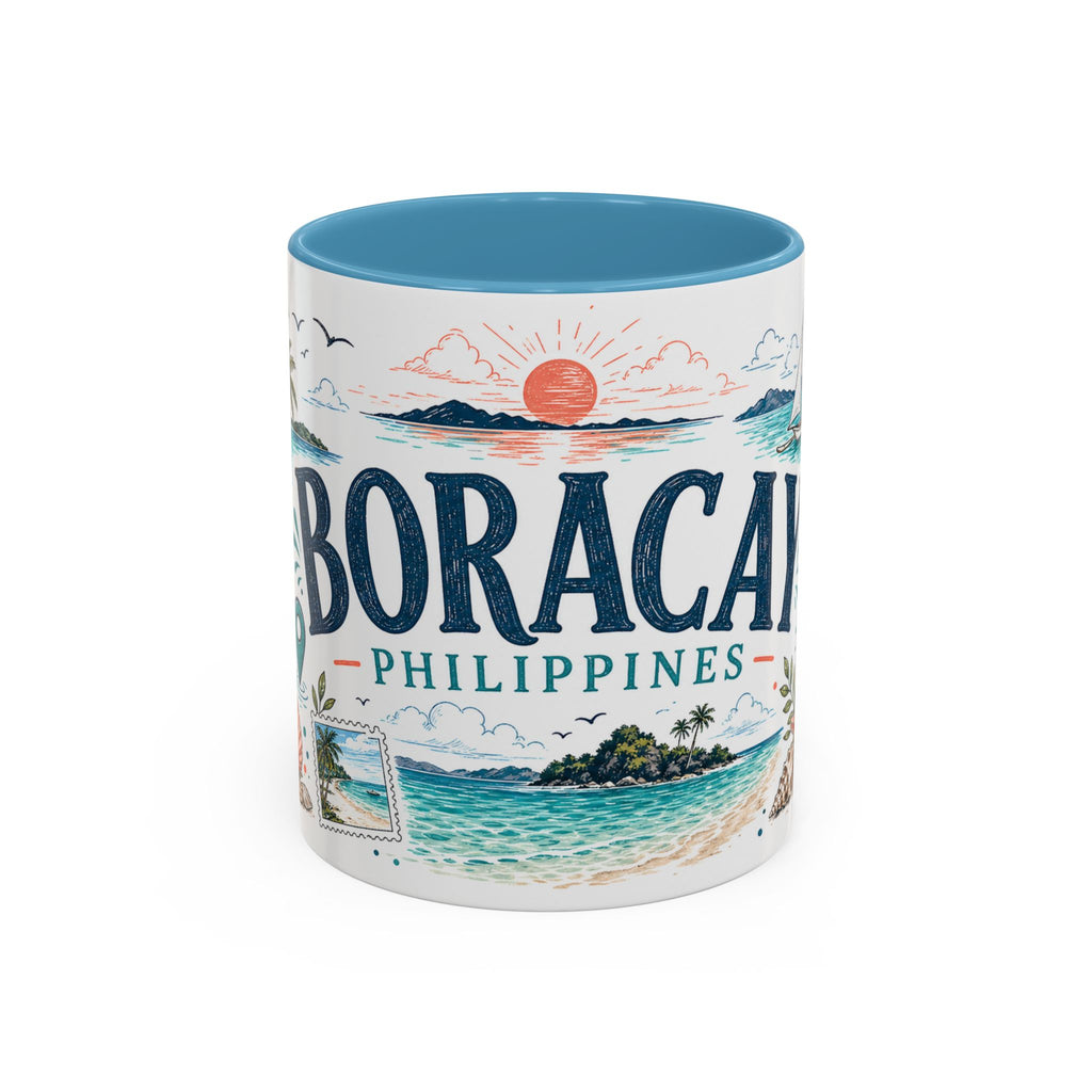 Boracay Coffee Mug | Travel Destination Souvenir Gift | Accent Color Ceramic 11oz 15oz
