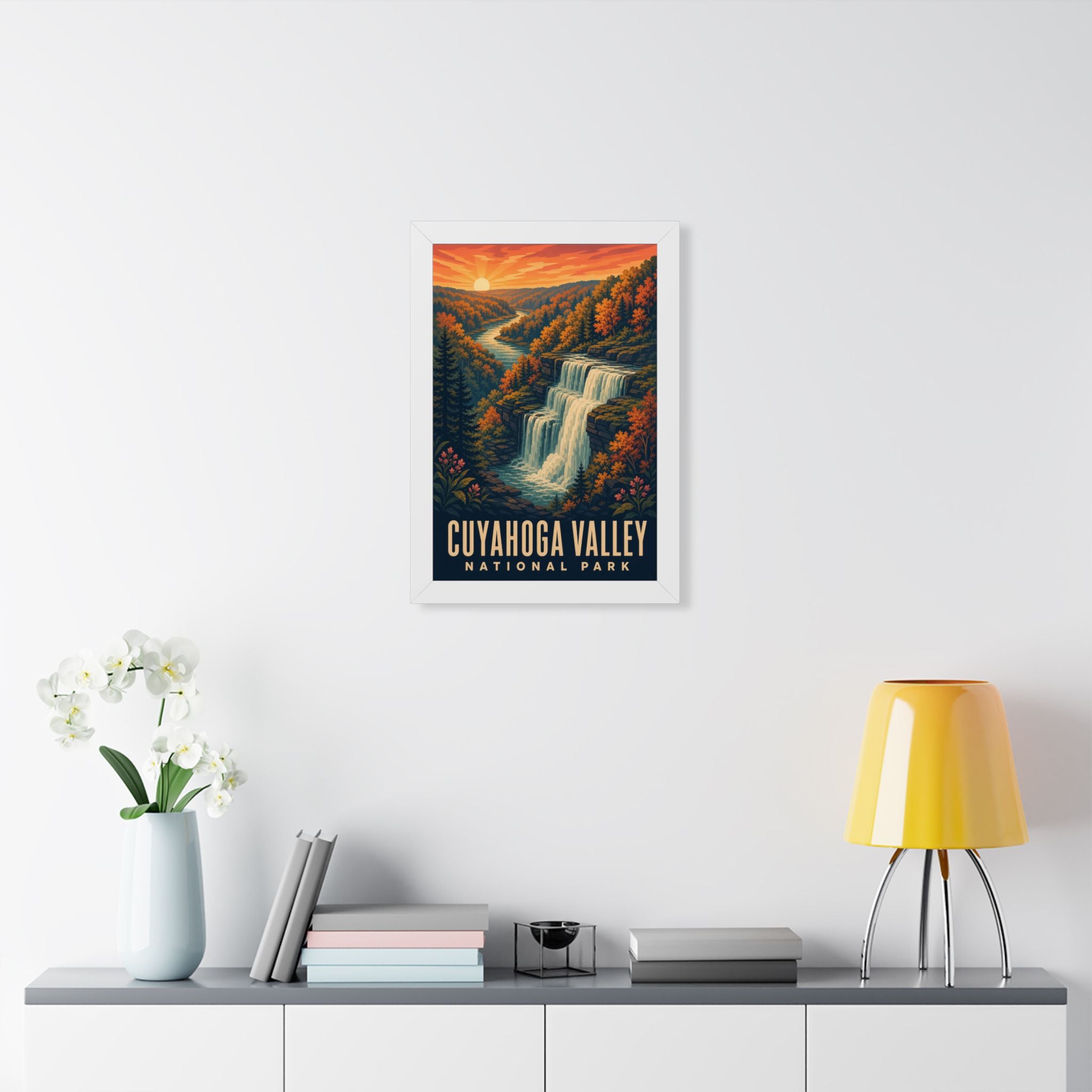Cuyahoga Valley National Park Framed Poster | Vintage Travel Wall Art | Black Walnut White Frame | 16x24 20x30