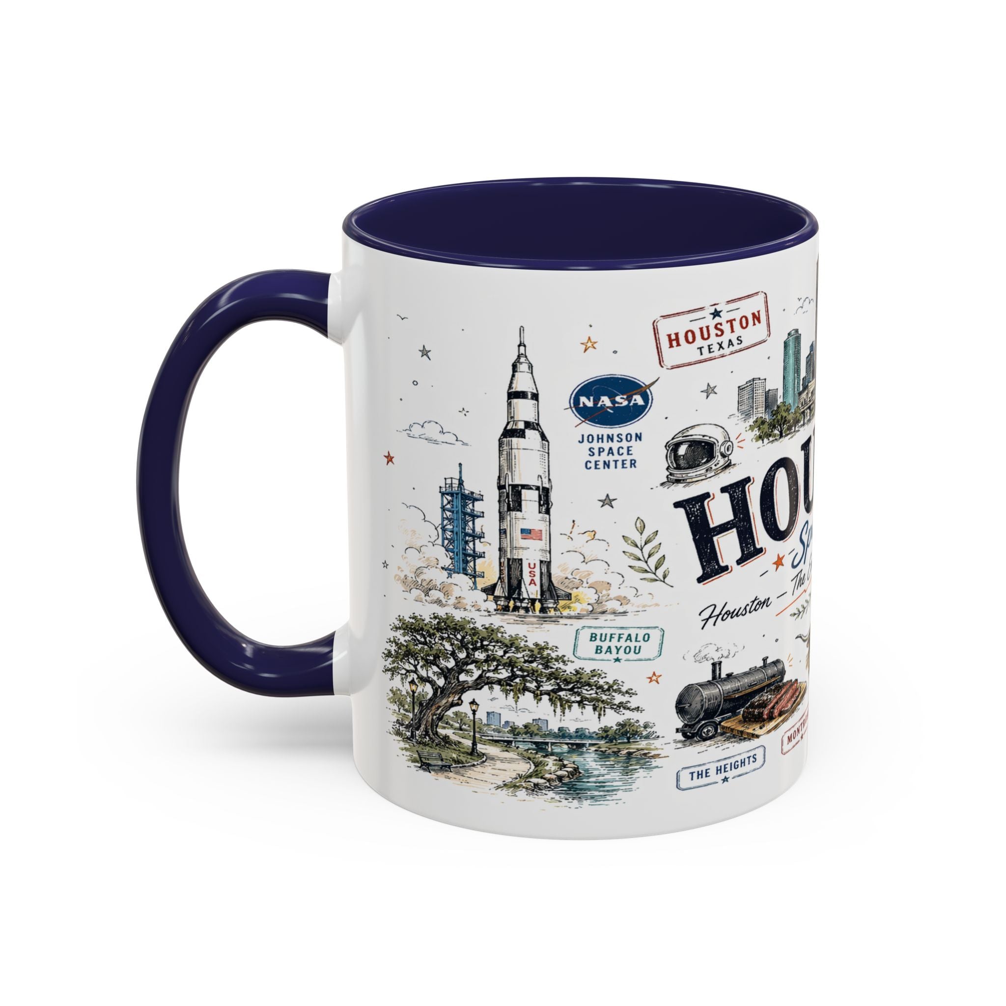 Houston Coffee Mug | Texas Souvenir City Gift | Accent Color Ceramic 11oz 15oz