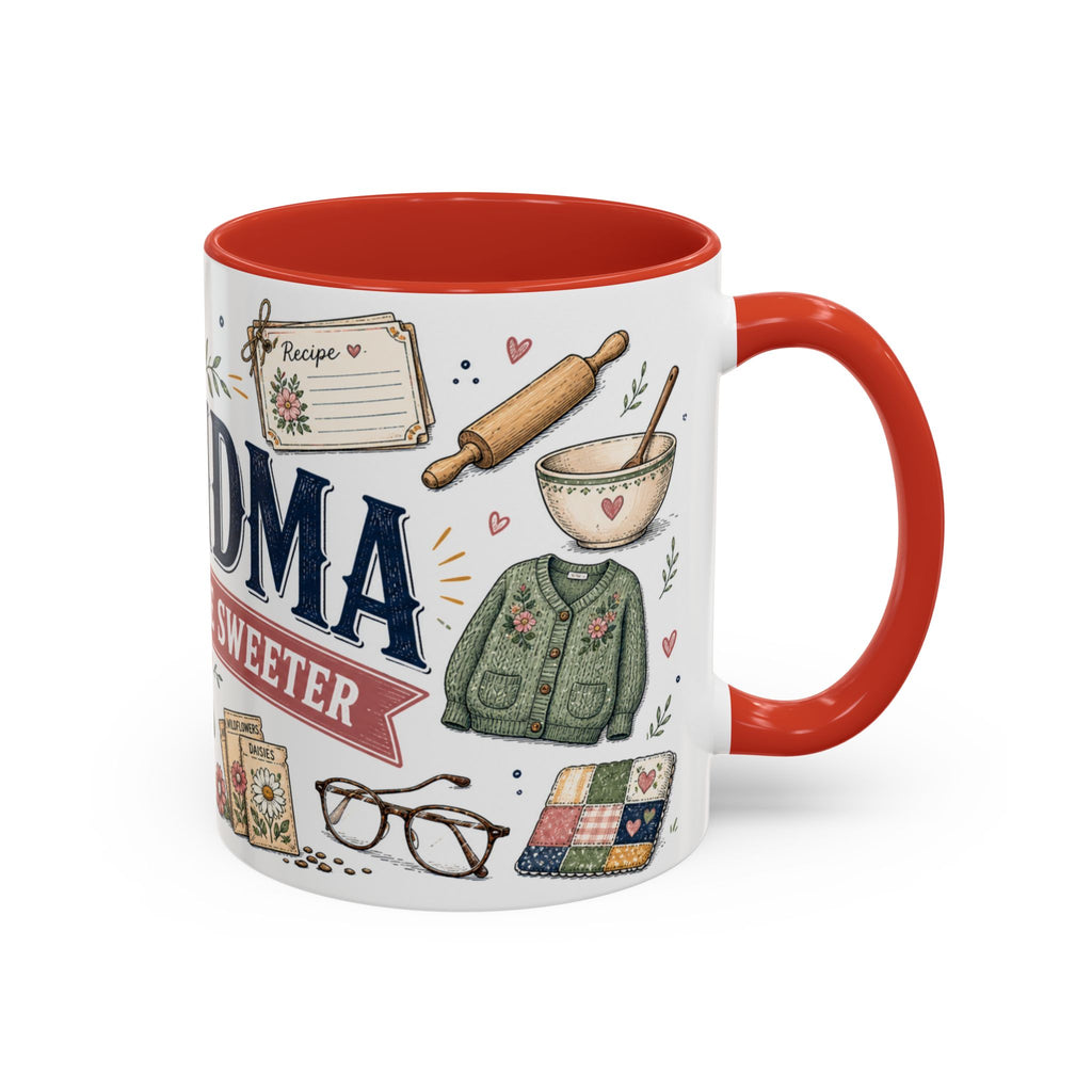 Grandma Makes Life Sweeter Coffee Mug | Gift From Grandkids | Accent Color Ceramic 11oz 15oz