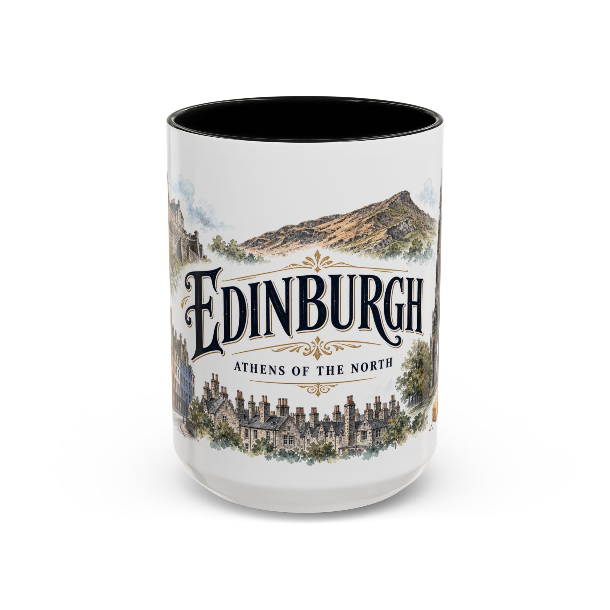 Edinburgh Coffee Mug | United Kingdom Travel Souvenir | Vintage Illustrated City Gift | 11 oz 15 oz Accent Mug