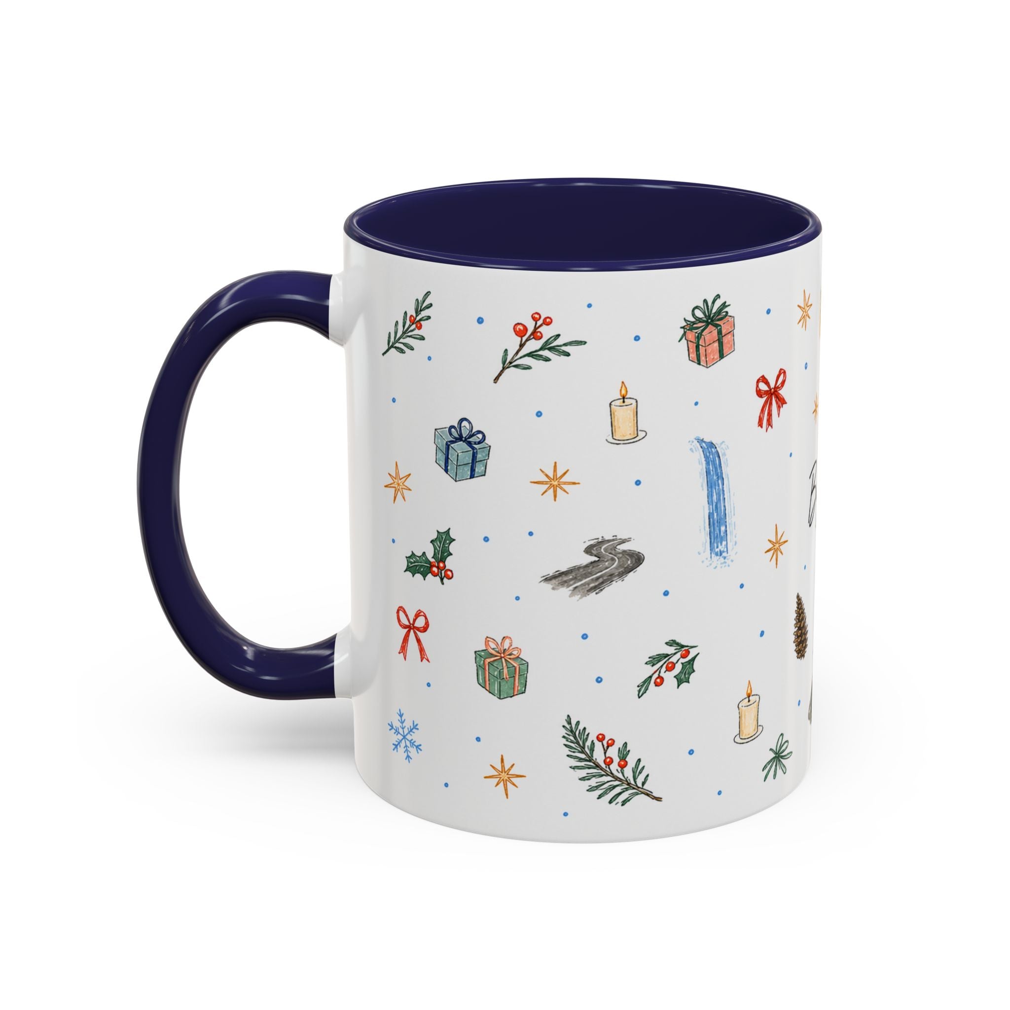 Big Sur Christmas Mug | Watercolor Travel Souvenir | Holiday Gift | Accent Ceramic Coffee Cup 11oz 15oz