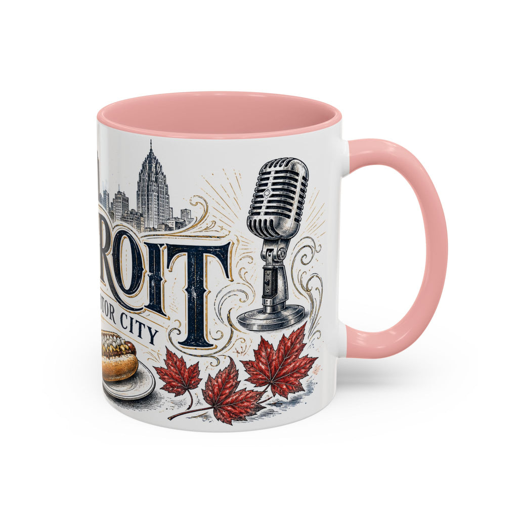 Detroit Coffee Mug | United States Travel Souvenir | Vintage Illustrated City Gift | 11 oz 15 oz Accent Mug