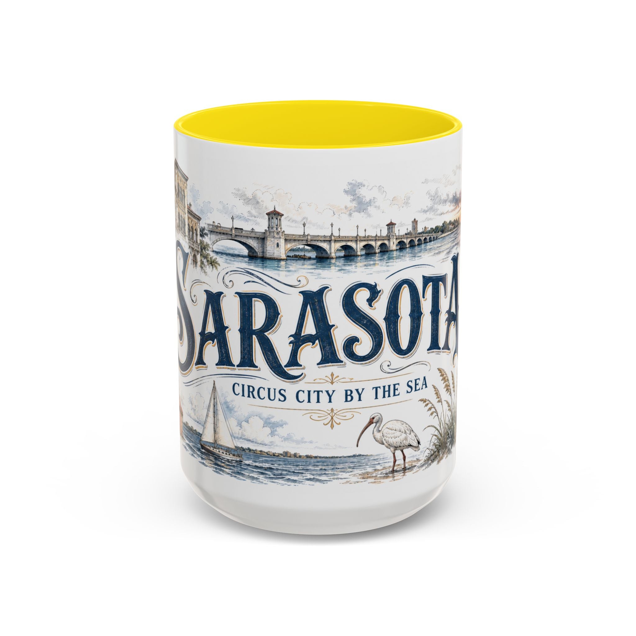 Sarasota Coffee Mug | United States Travel Souvenir | Vintage Illustrated City Gift | 11 oz 15 oz Accent Mug