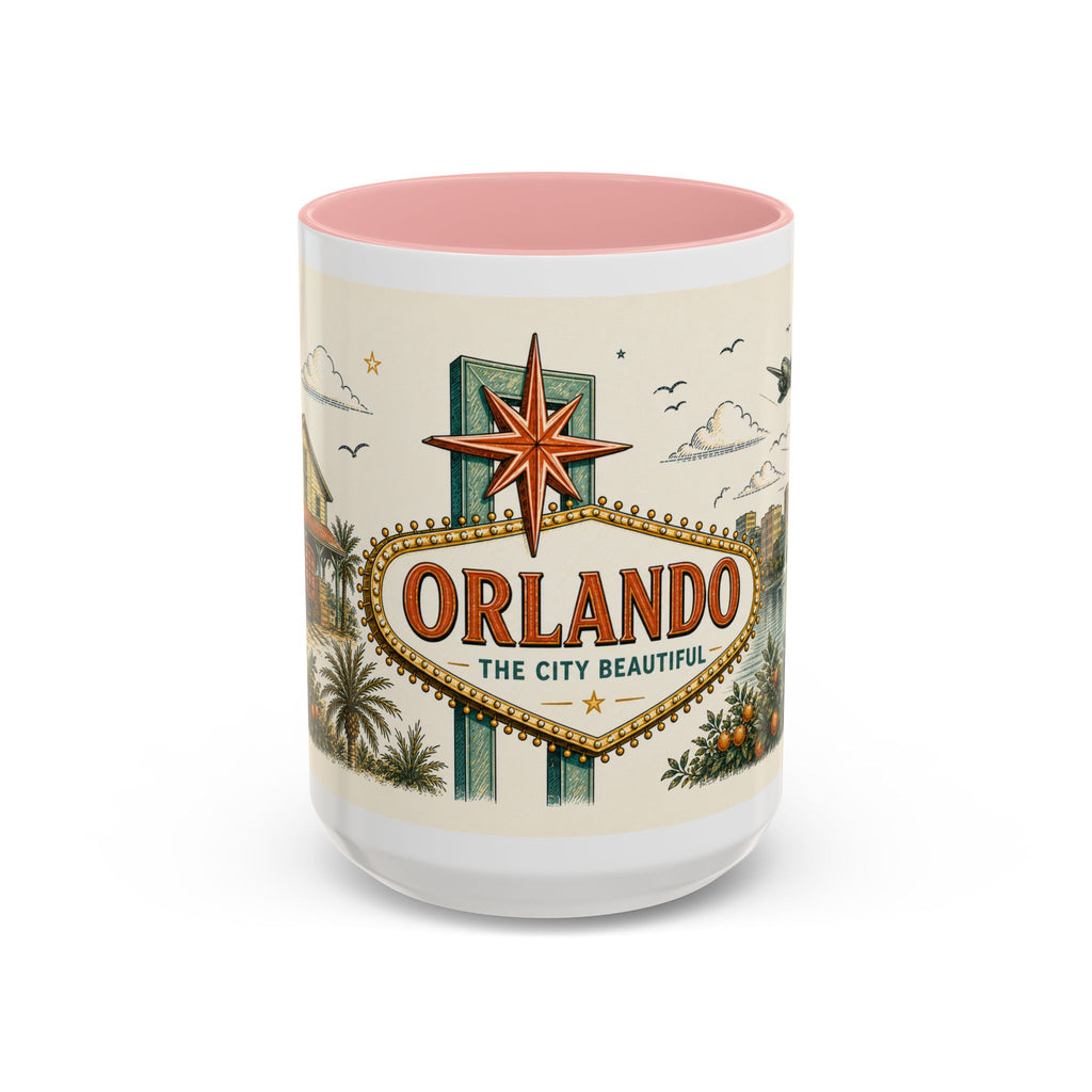 Orlando Coffee Mug | United States Travel Souvenir | Vintage Illustrated City Gift | 11 oz 15 oz Accent Mug