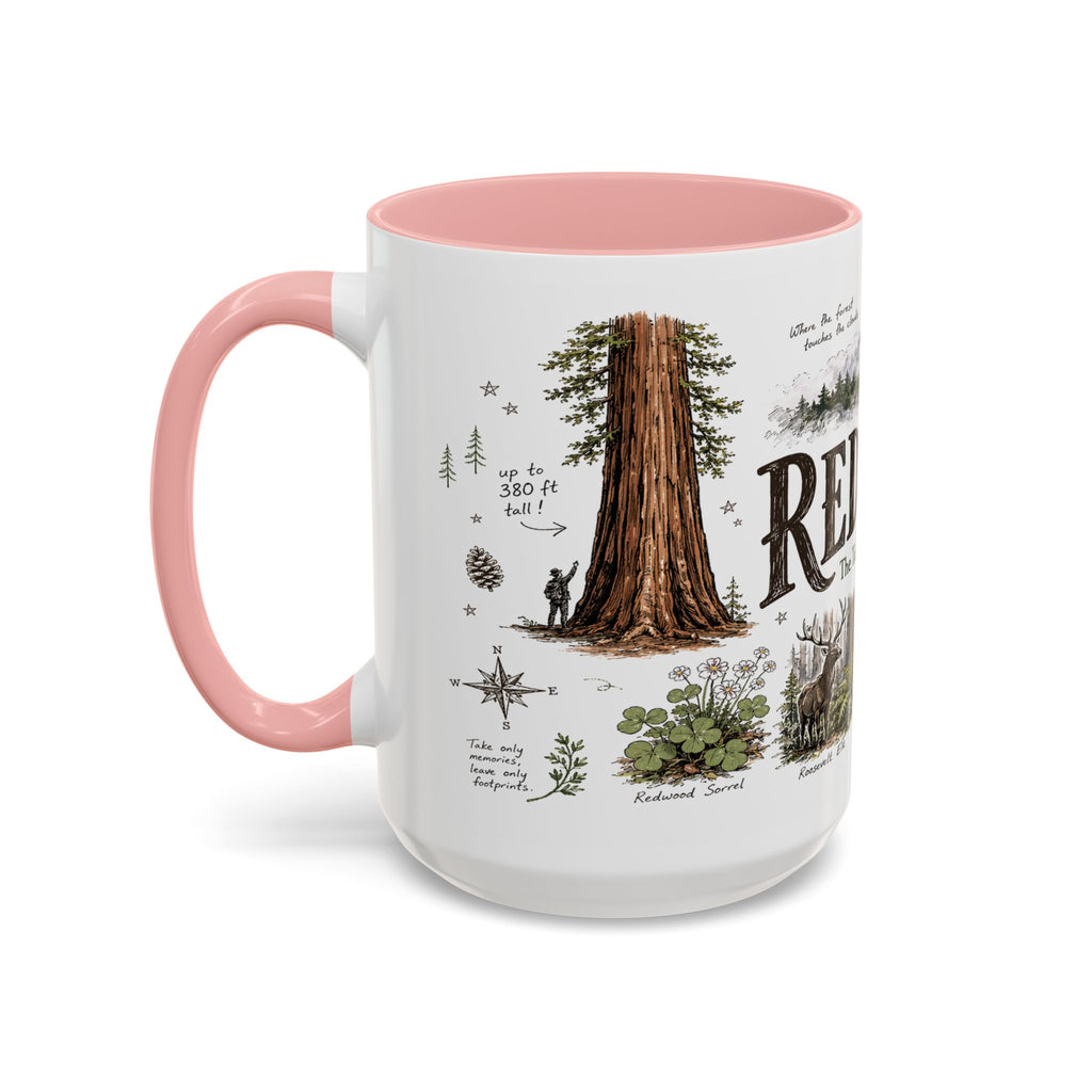 Redwood National Park Coffee Mug | California Coastal Forest Hiking Gift | Accent Color Ceramic 11oz 15oz