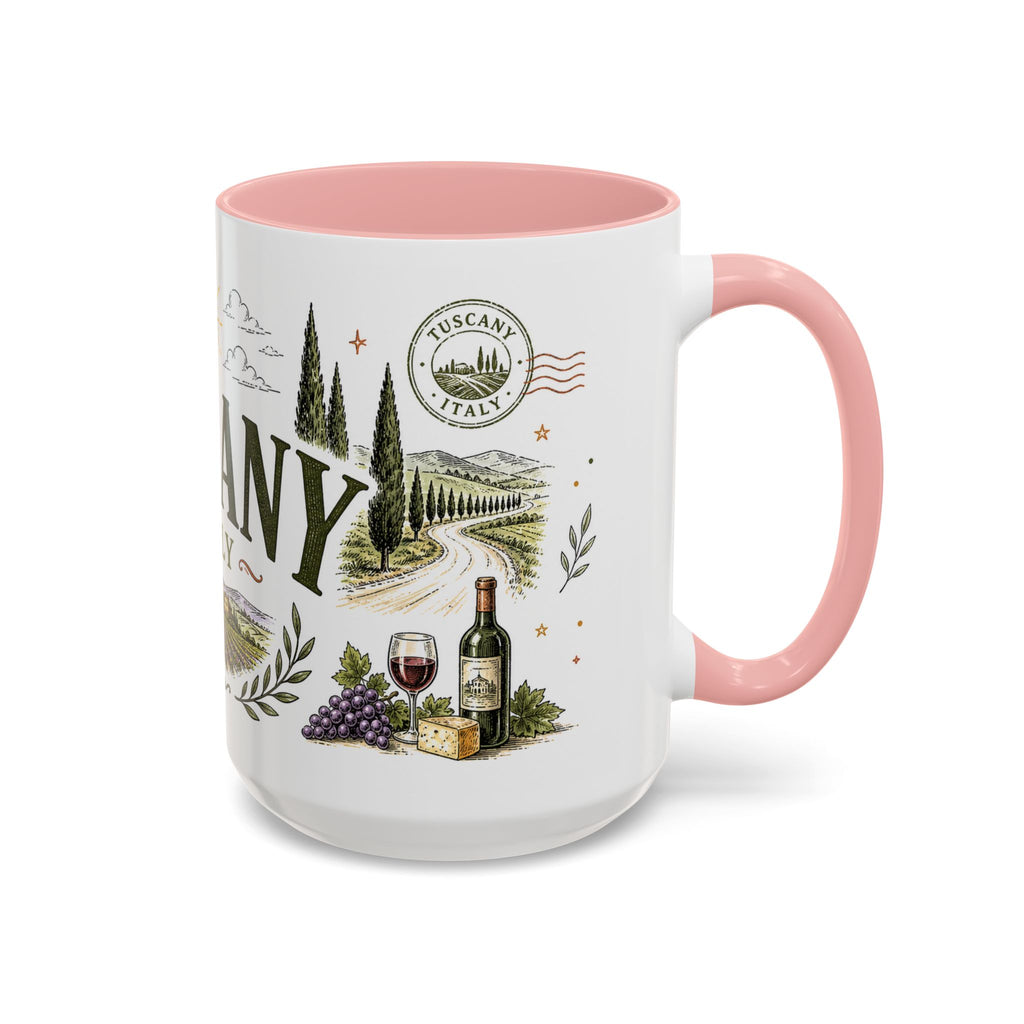 Tuscany Coffee Mug | Travel Destination Souvenir Gift | Accent Color Ceramic 11oz 15oz