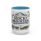 Rocky Mountain Coffee Mug | National Park Hiking Camping Gift | Accent Color Ceramic 11oz 15oz