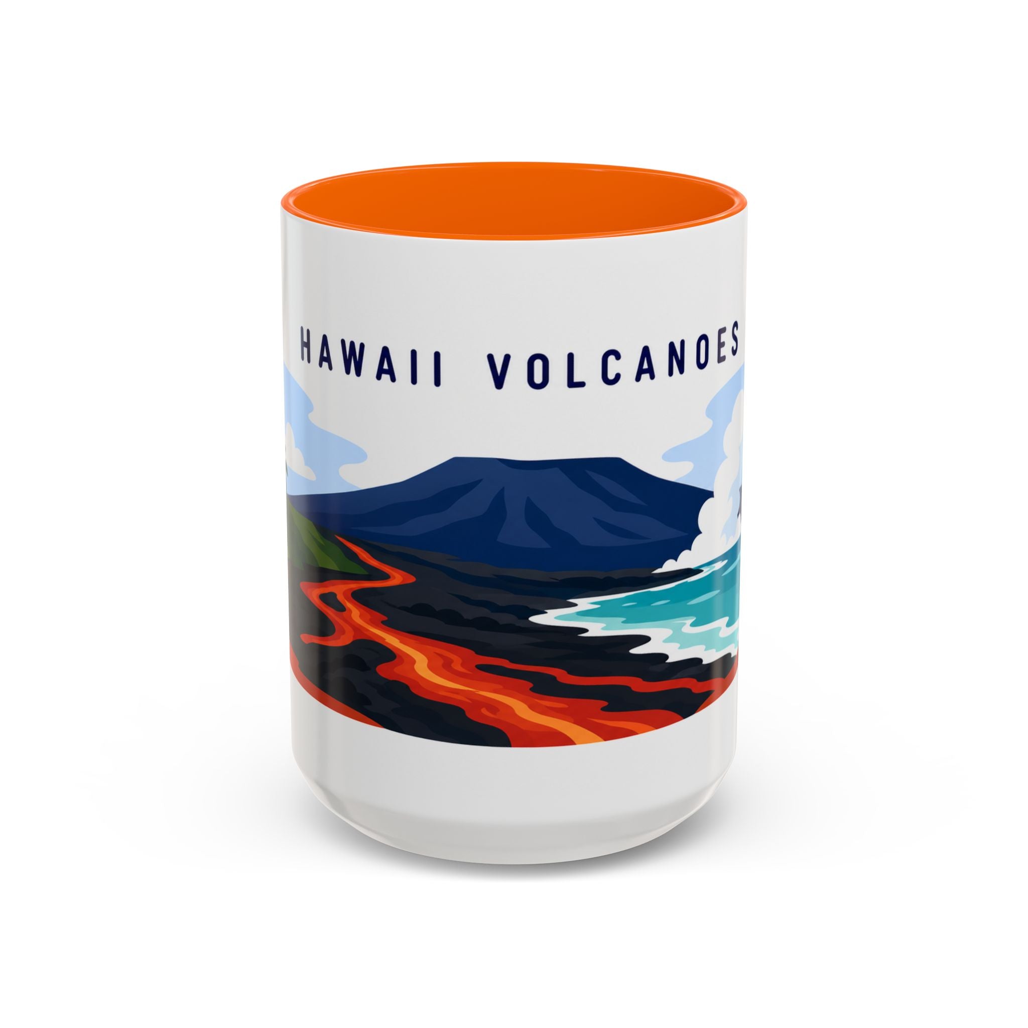 Hawaii Volcanoes Coffee Mug | Travel Destination Souvenir Gift | Accent Color Ceramic 11oz 15oz