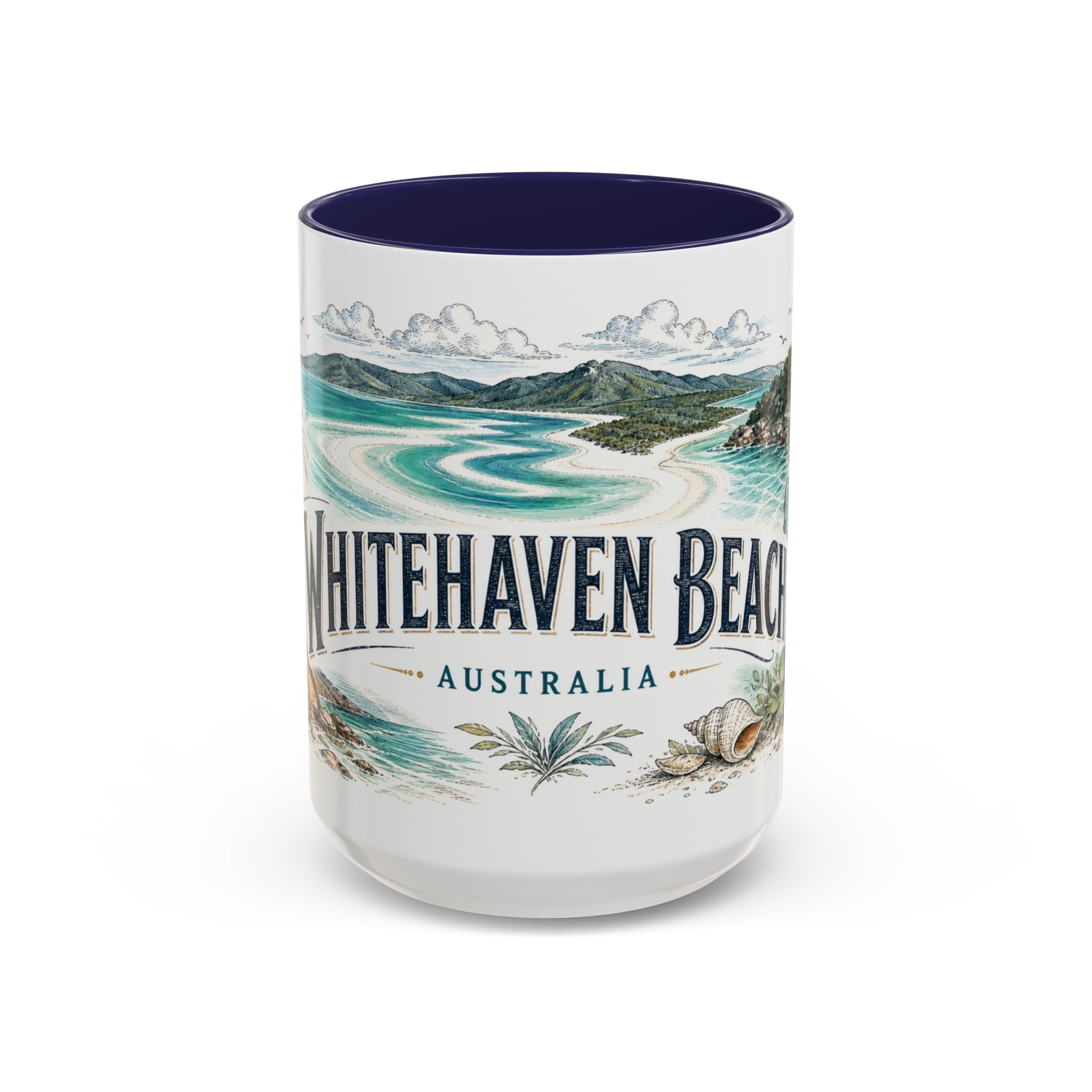 Whitehaven Beach Mug, Australia Travel Souvenir, Bucket List Gift, Accent Ceramic Coffee Mug 11oz 15oz
