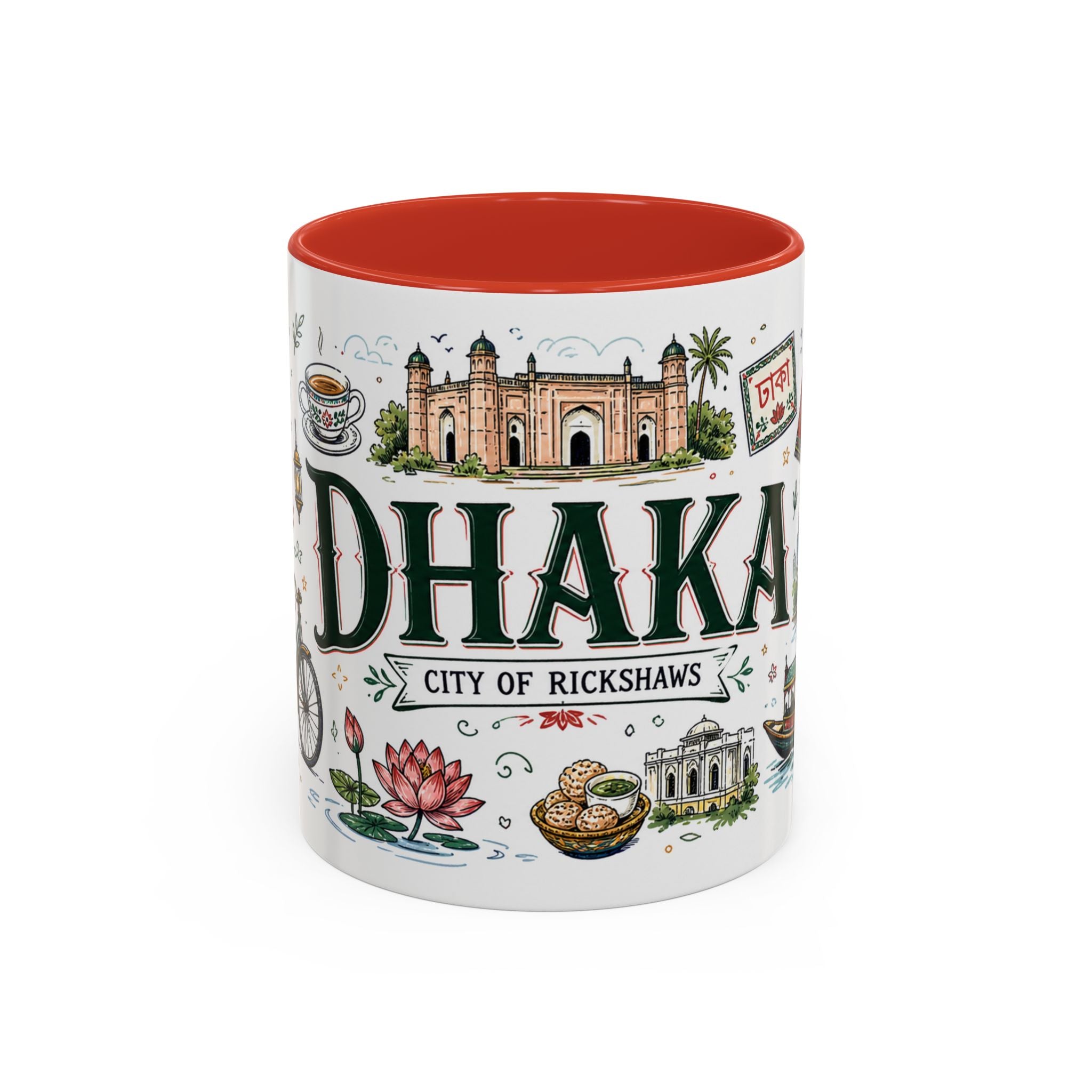 Dhaka Coffee Mug | Bangladesh Souvenir Travel Gift | Accent Color Ceramic 11oz 15oz