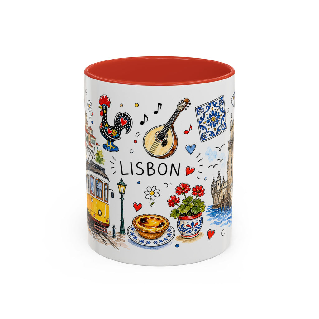 Lisbon Travel Mug | European City Souvenir Accent Coffee Mug | 11oz 15oz Ceramic Cup