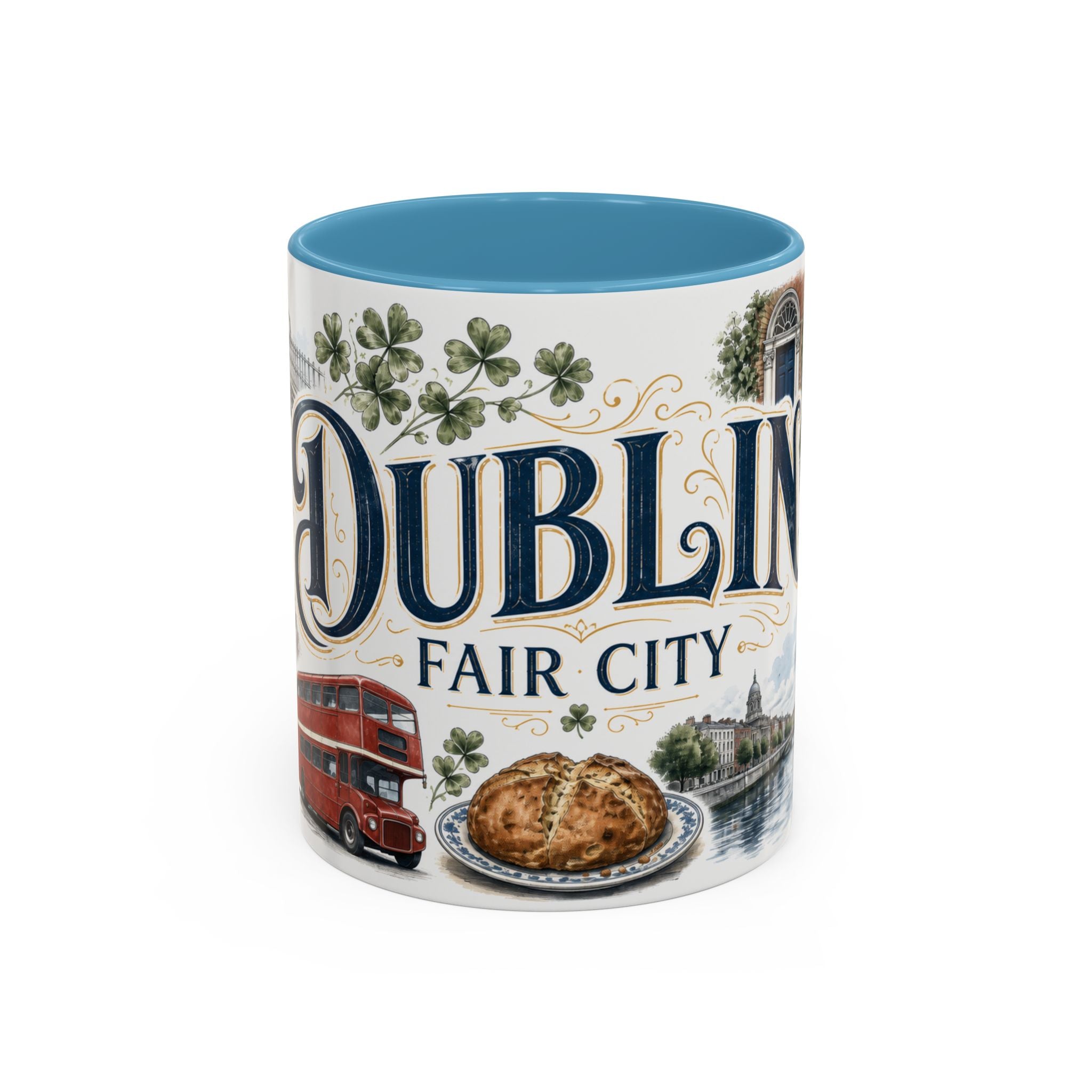 Dublin Coffee Mug | Ireland Travel Souvenir | Vintage Illustrated City Gift | 11 oz 15 oz Accent Mug