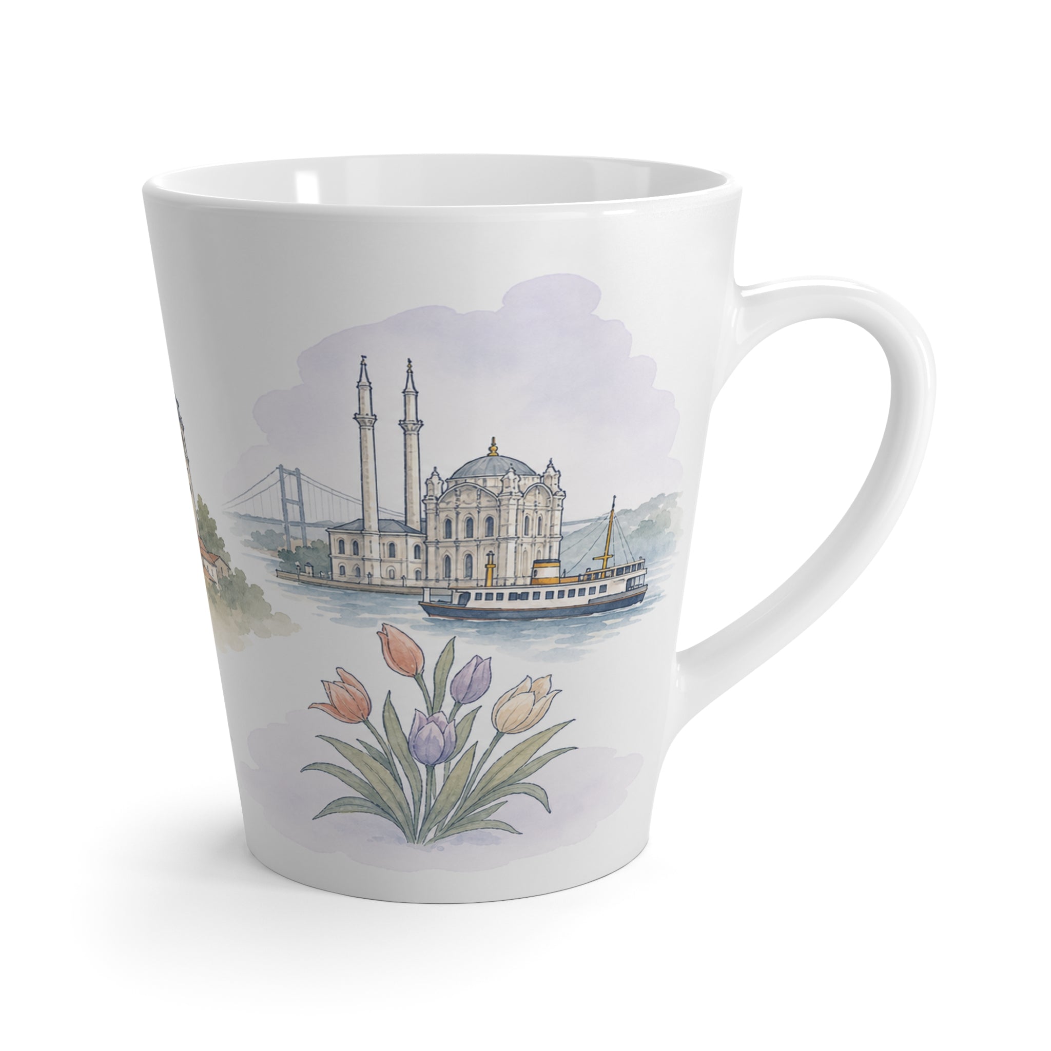 Istanbul Latte Mug | Watercolor City Travel Mug | 12 oz Ceramic Souvenir Gift