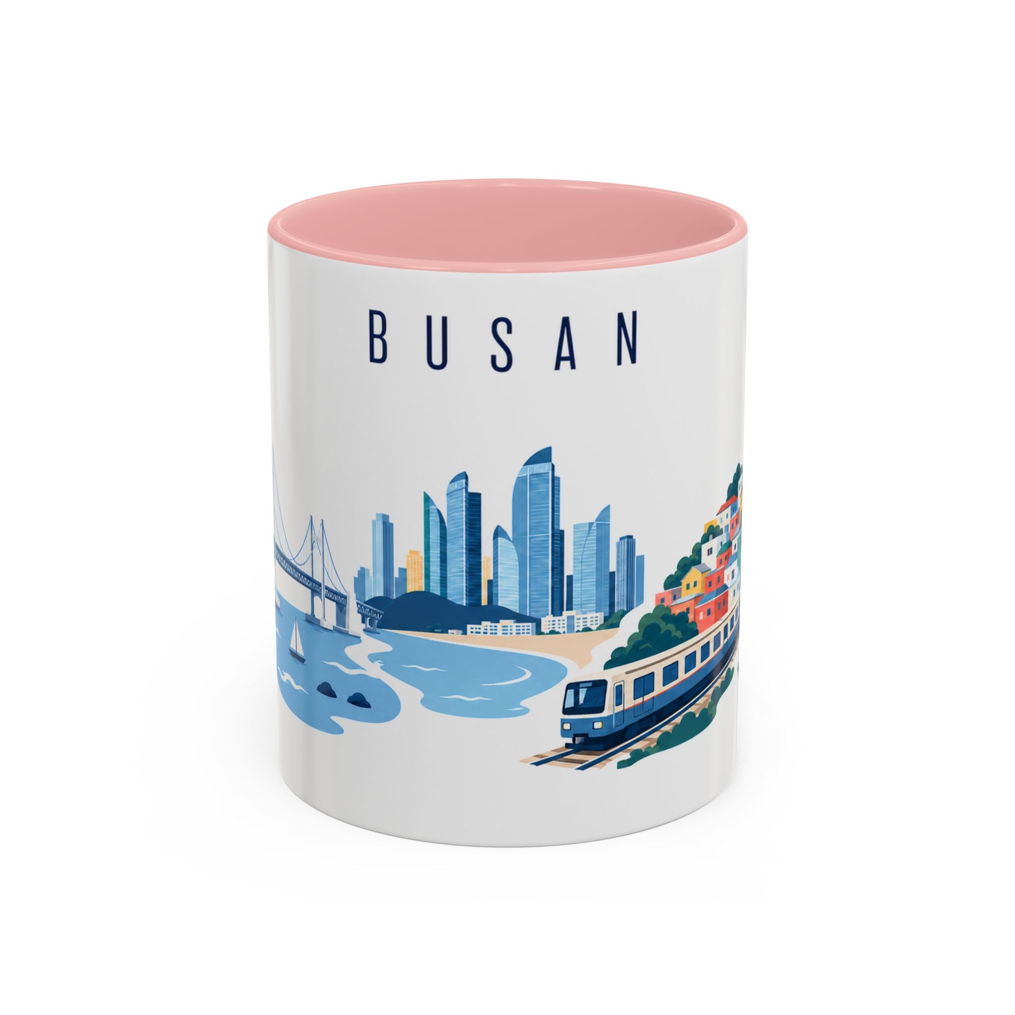Busan Coffee Mug | South Korea Travel Souvenir | Porcelain Decal City Gift | 11oz 15oz Accent Mug