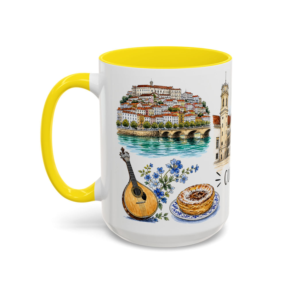 Coimbra Illustrated Travel Mug | City Souvenir Accent Coffee Mug | 11oz 15oz Ceramic Cup
