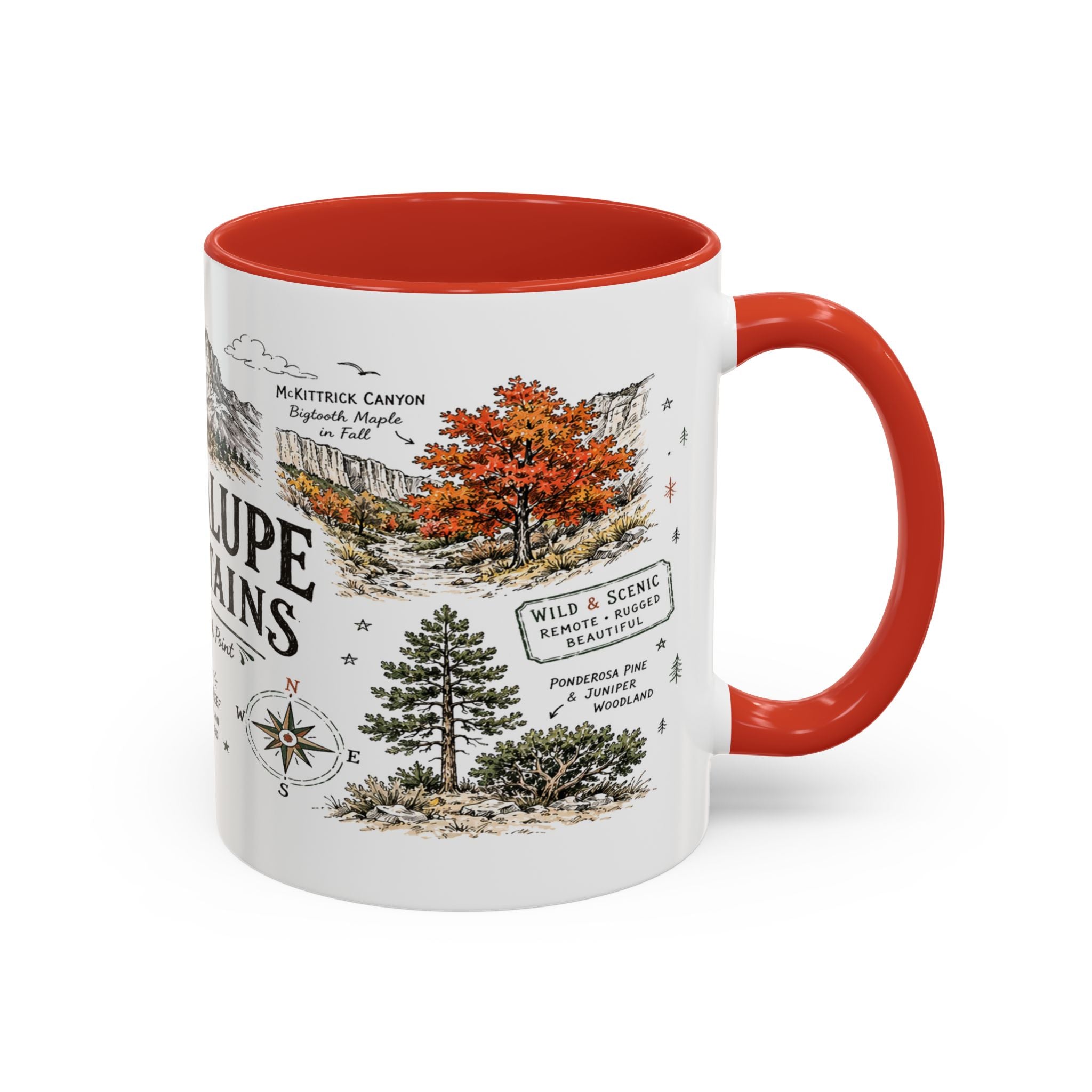 Guadalupe Mountains National Park Coffee Mug | Texas Desert Peaks Hiking Gift | Accent Color Ceramic 11oz 15oz