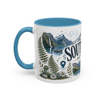 New Zealand South Island Coffee Mug | Travel Destination Souvenir Gift | Accent Color Ceramic 11oz 15oz