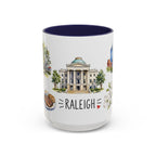 Raleigh Illustrated Travel Mug | City Souvenir Accent Coffee Mug | 11oz 15oz Ceramic Cup
