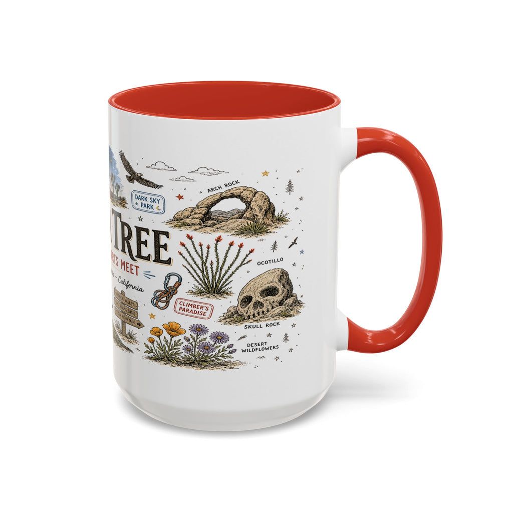 Joshua Tree Coffee Mug | National Park Desert Camping Gift | Accent Color Ceramic 11oz 15oz