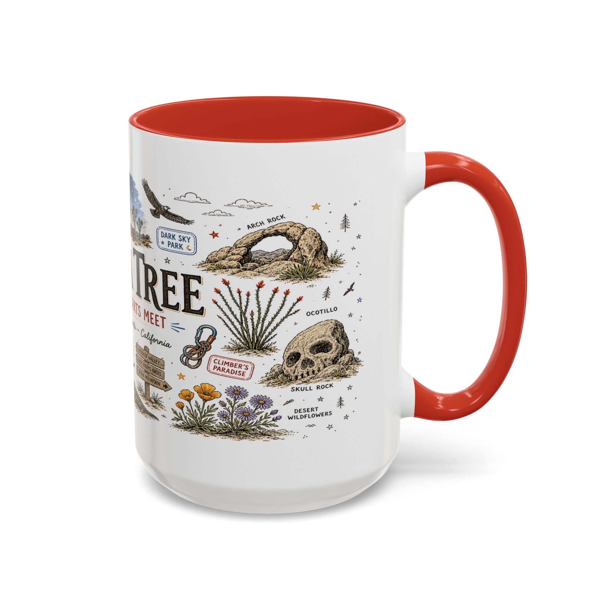 Joshua Tree Coffee Mug | National Park Desert Camping Gift | Accent Color Ceramic 11oz 15oz