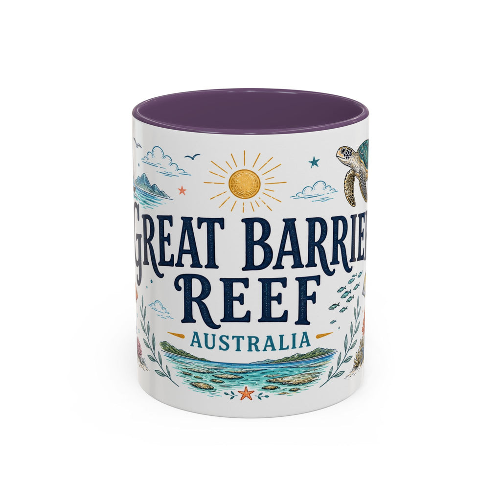 Great Barrier Reef Coffee Mug | Travel Destination Souvenir Gift | Accent Color Ceramic 11oz 15oz