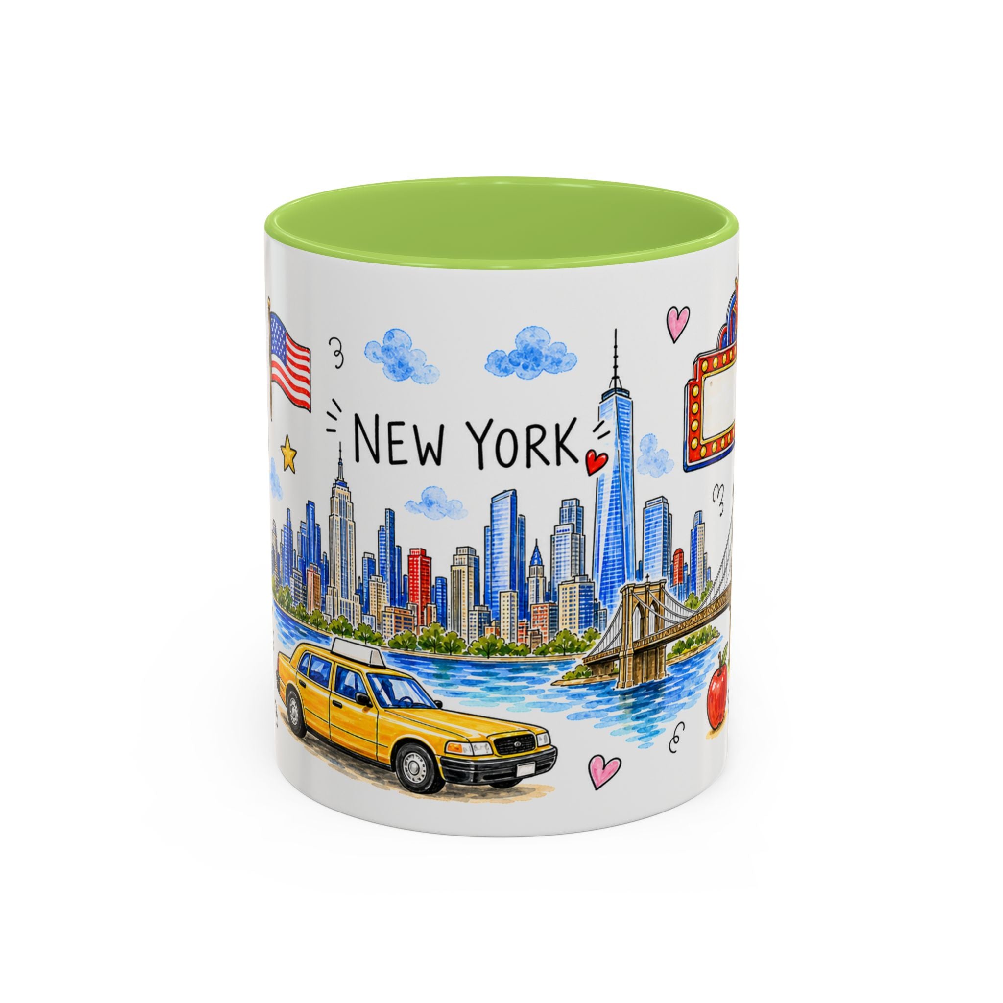 New York City Illustrated Travel Mug | City Souvenir Accent Coffee Mug | 11oz 15oz Ceramic Cup