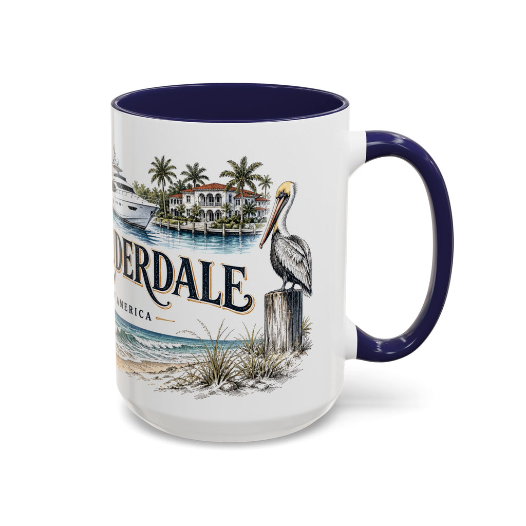 Fort Lauderdale Coffee Mug | United States Travel Souvenir | Vintage Illustrated City Gift | 11 oz 15 oz Accent Mug
