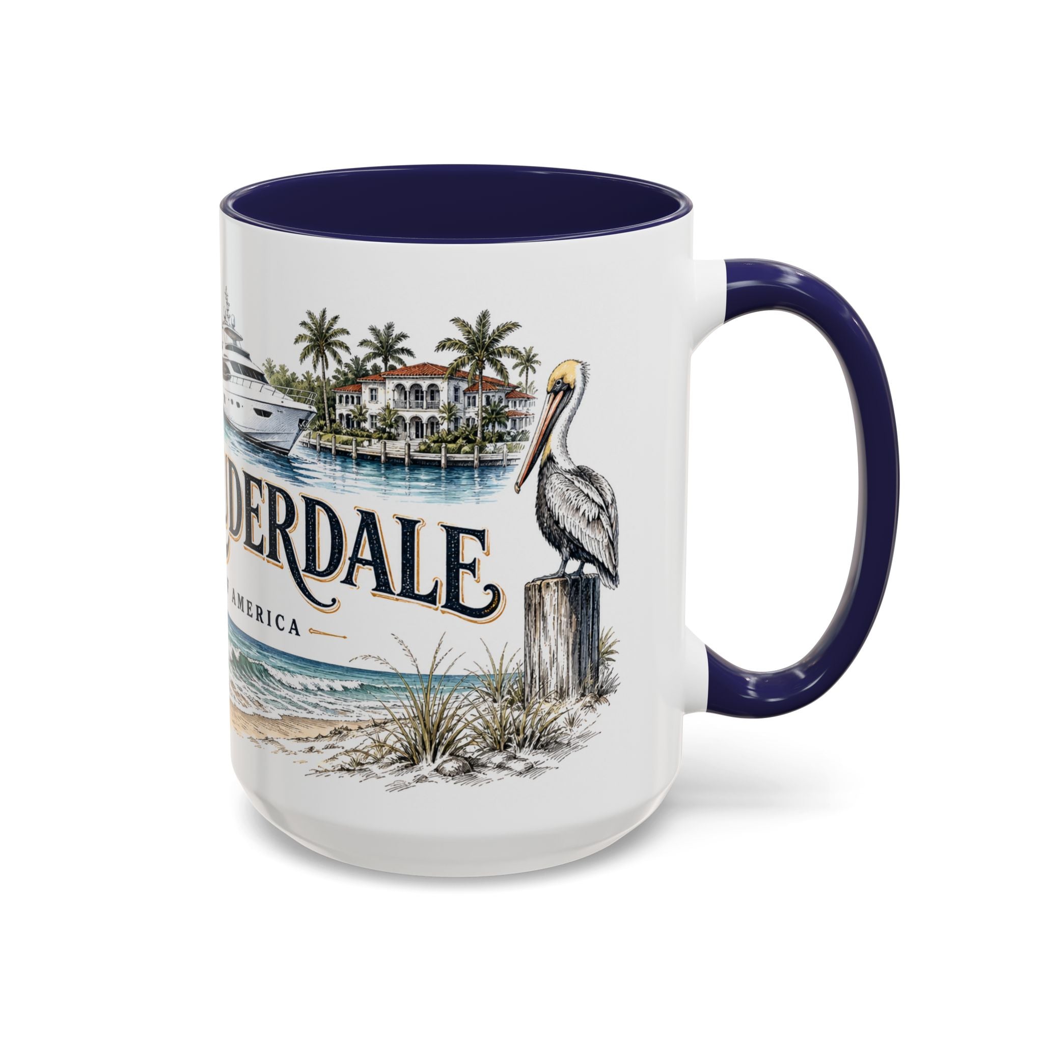 Fort Lauderdale Coffee Mug | United States Travel Souvenir | Vintage Illustrated City Gift | 11 oz 15 oz Accent Mug