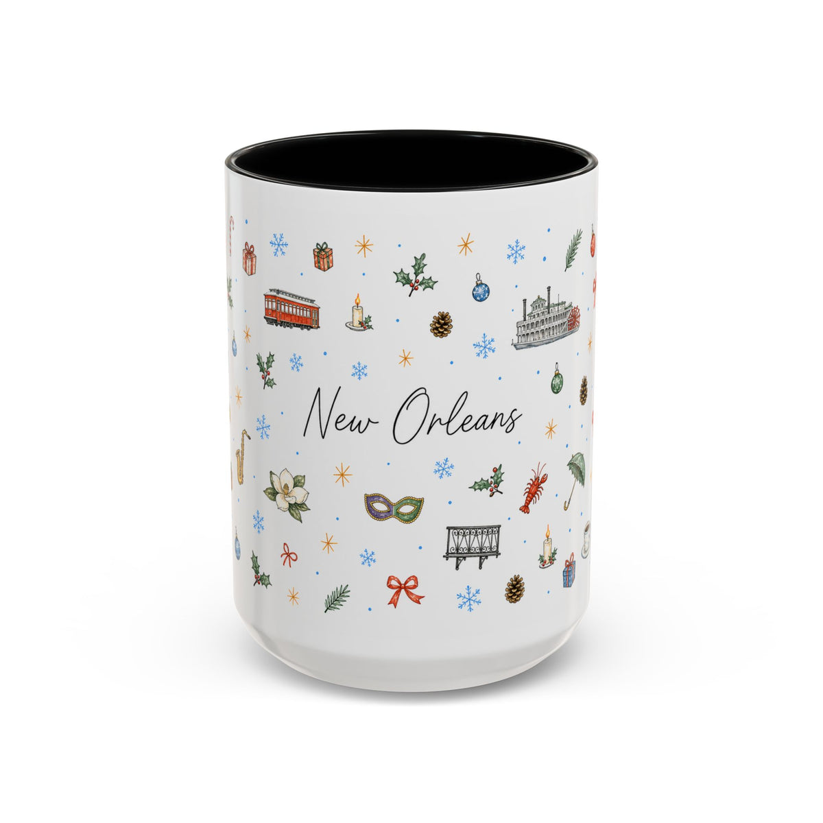 New Orleans Christmas Mug | Watercolor City Souvenir, Travel Gift (11oz/15oz)