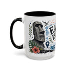 Easter Island Coffee Mug | Travel Destination Souvenir Gift | Accent Color Ceramic 11oz 15oz