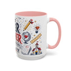 Super Teacher Coffee Mug | All Heroes Wear Capes Teacher Gift | Accent Color Ceramic 11oz 15oz