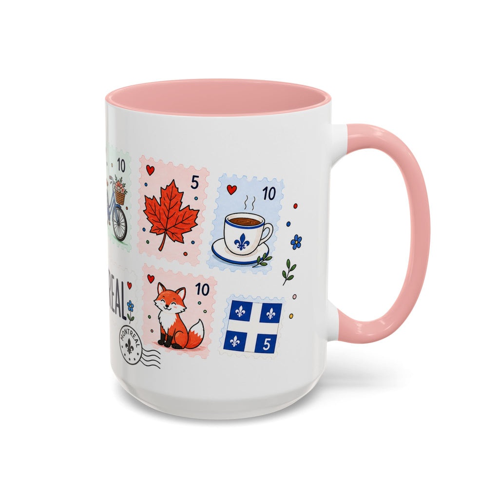 Montreal Coffee Mug | Postage Stamp Collage Mug | Travel Souvenir Accent Cup 11oz 15oz
